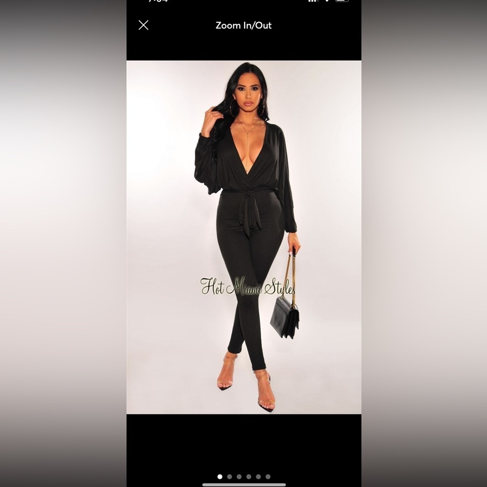 Hot Miami Styles Black Kimono Sleeves Belted Jumpsuit Size Small